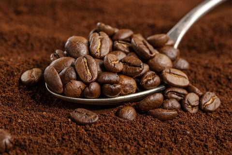 Coffee beans on a spoon