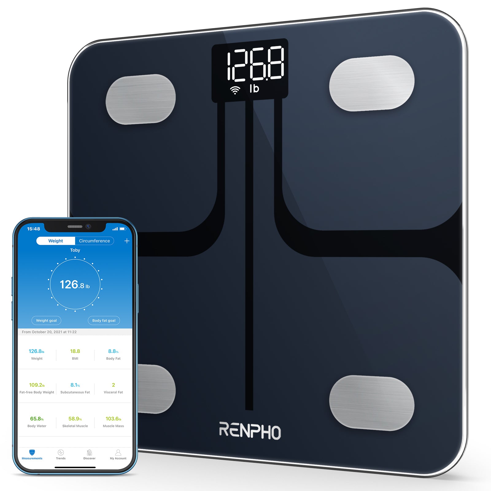 RENPHO Weight Scale, Body Composition Meteｒ white