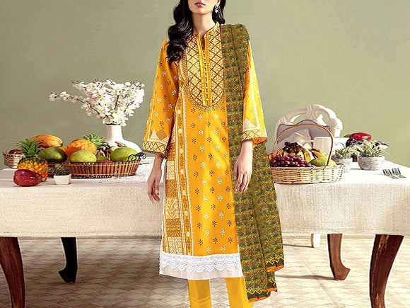 Heavy Embroidered Lawn Suit with Chiffon Dupatta (DZ13816)