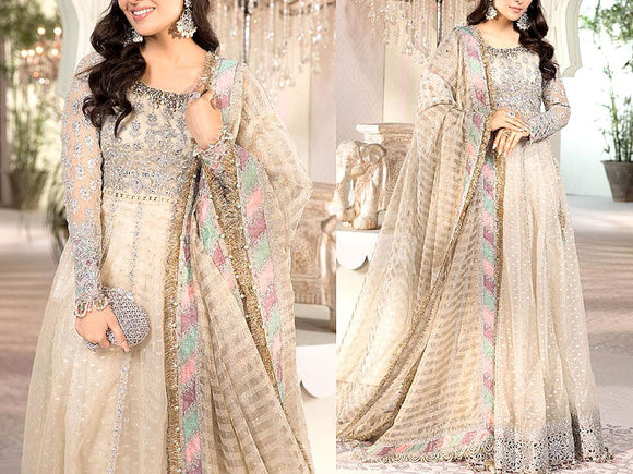 Heavy Embroidered Organza Wedding Dress with Silk Trouser (DZ14304)