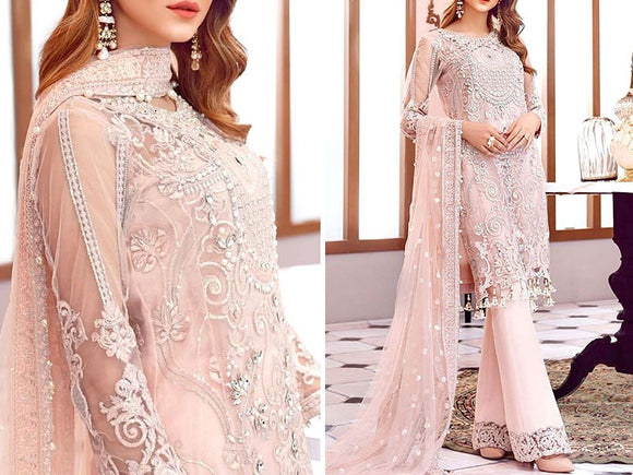 Embroidered Fancy Chiffon Dress (DZ12656)