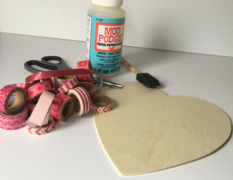 diy valentine decor, washi heart, valentine crafts