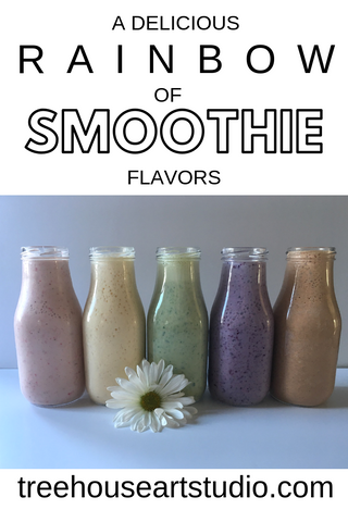a delicious rainbow of smoothie flavors