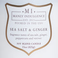 Manly Indulgence Scented Jar Candle, Signature Collection, Sea Salt & Ginger, 15 oz