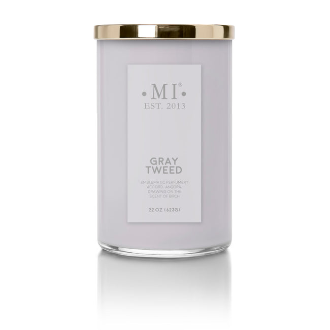 Manly Indulgence Scented Jar Candle, Sophisticated Collection, Gray Tweed, 22oz