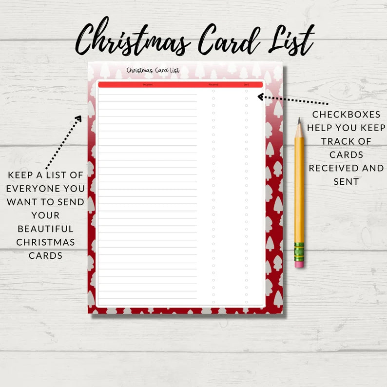 Christmas Planner & Gift List, Christmas Card Tracker, Printable Activ