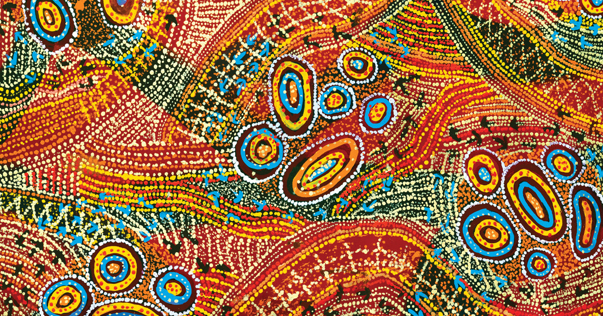 aboriginal art dot painting emu tracks