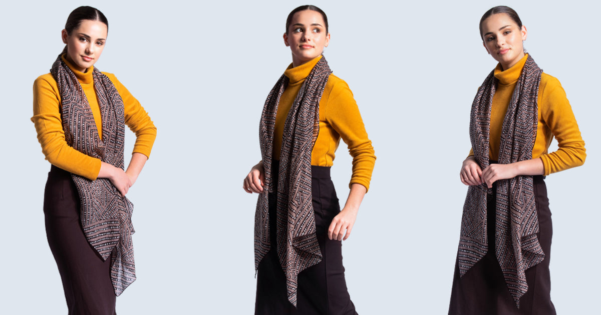 mainie aboriginal art woolmark australian merino wool scarf ethical fashion