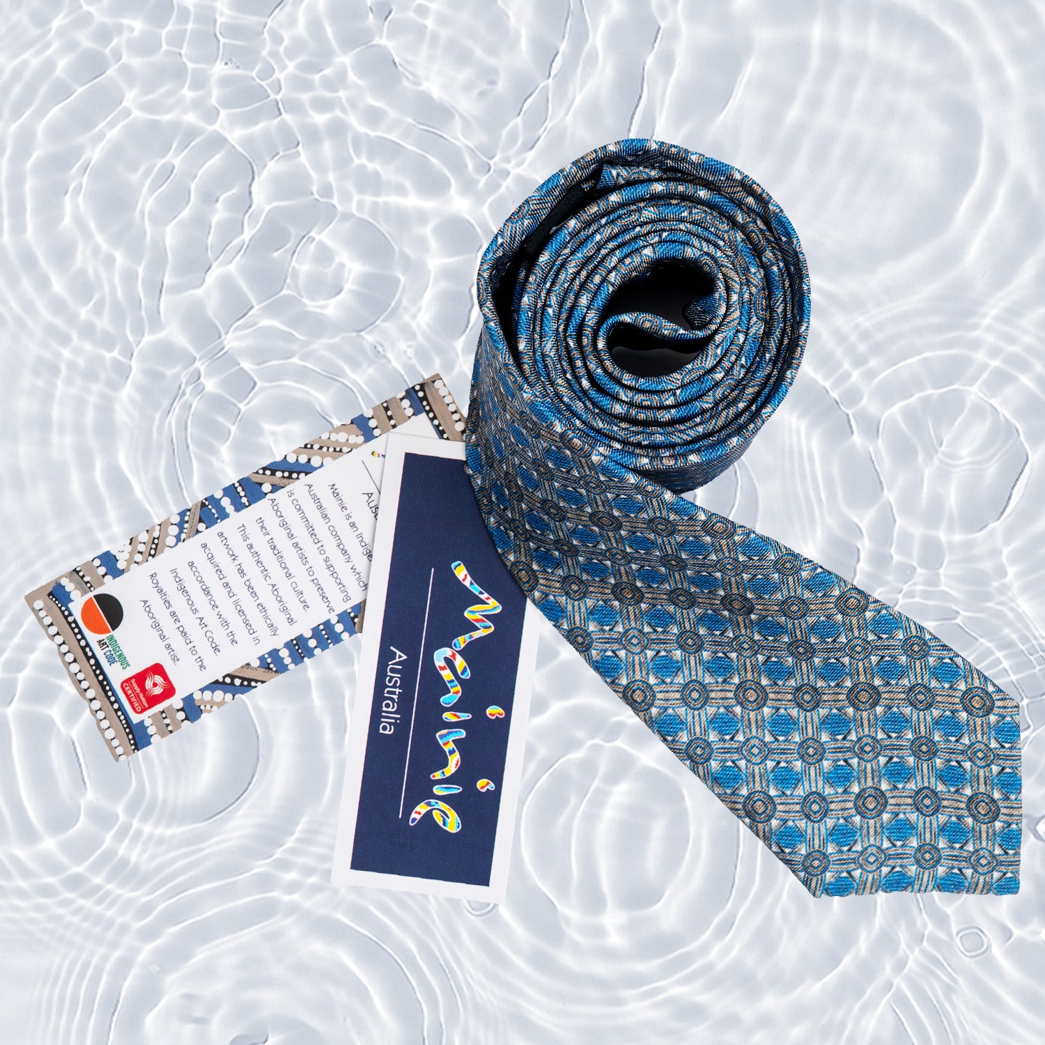 Mainie Men's Range, Water Springs Dreaming, Pure Silk Twill Tie