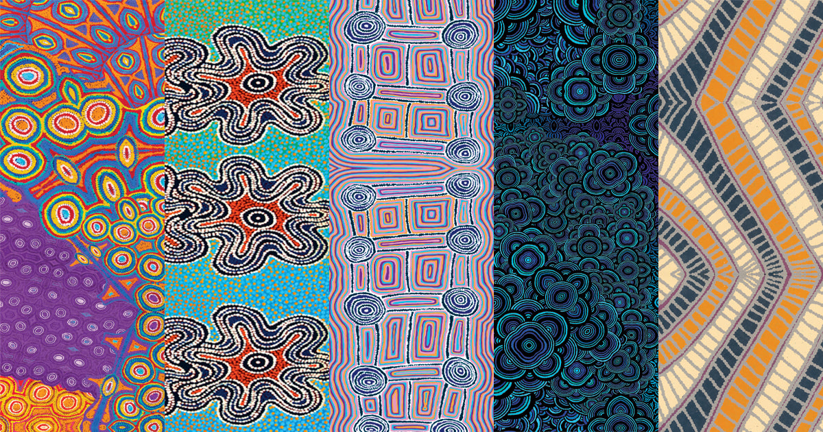 Traditional Aboriginal Women's Art Designs, Ethical fashion, Silk scarves.