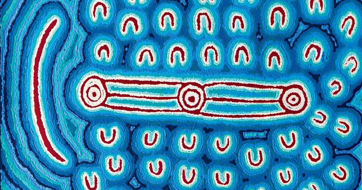 Aboriginal art, dot painting, Christine Nakamarra Curtis, Ngapa Jukurrpa