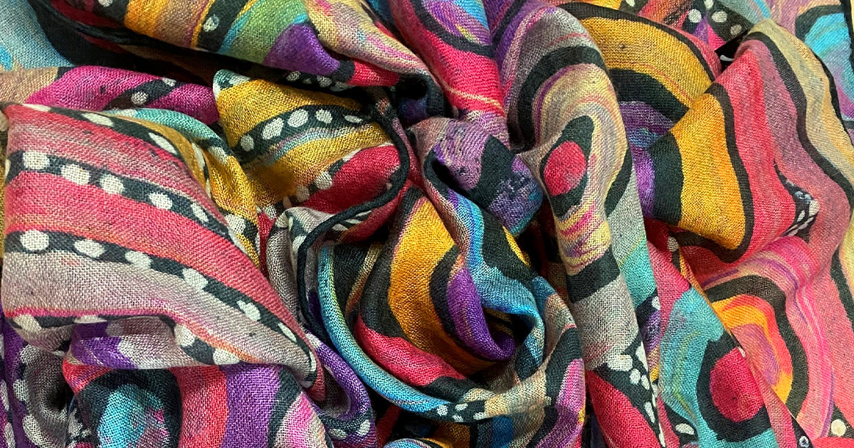 aboriginal art cashmere silk scarf 