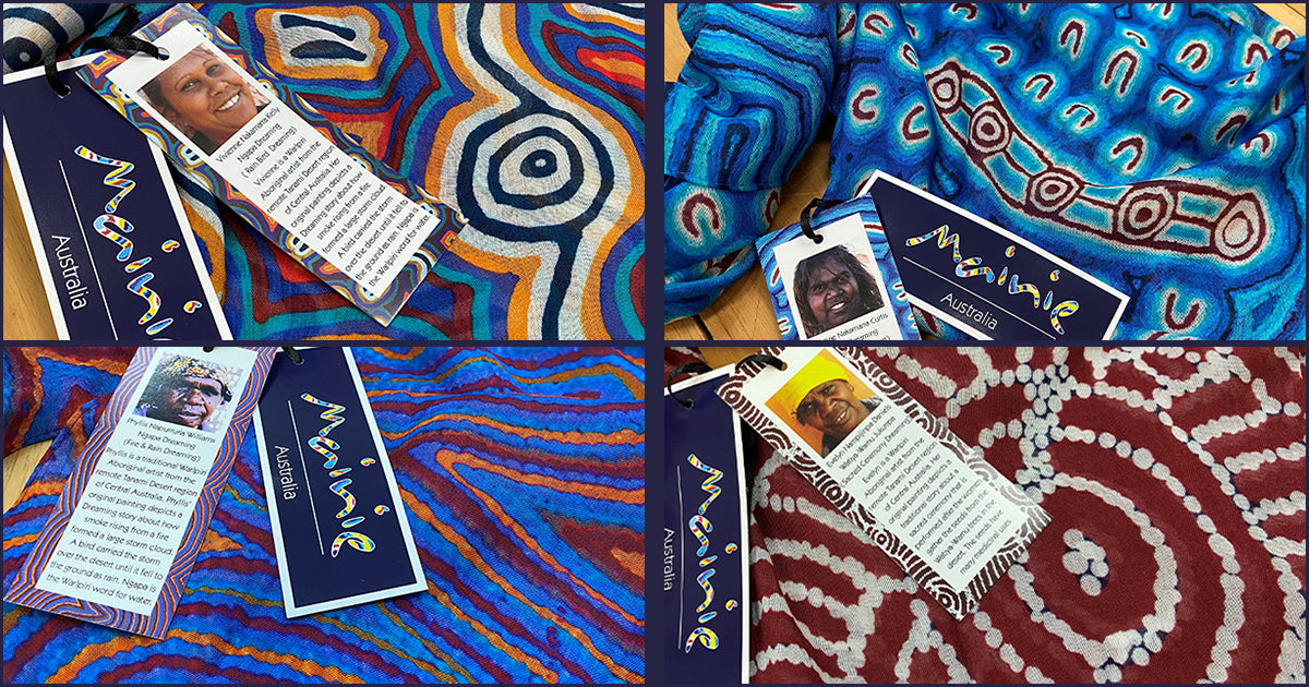 mainie australia aboriginal art fashion scarves ethical dreamtime story traditional indigenous artists