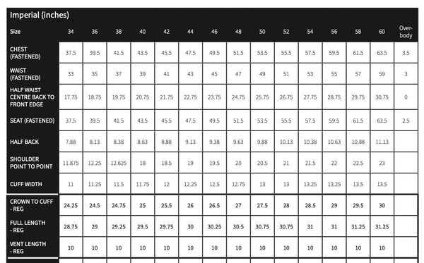 velvet jacket measurement guide