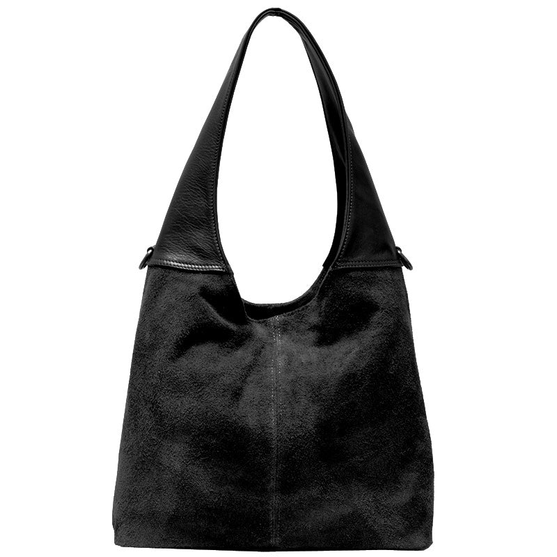 Your Bag Heaven Crossbody Shoulder Hobo Bag Black Suede Leather