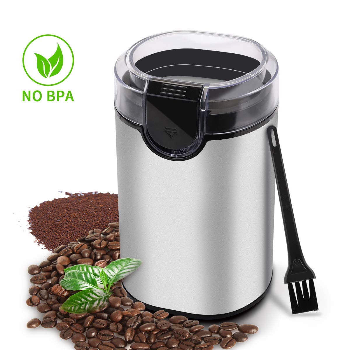 Wancle Electric Coffee Grinder Machine - Mill for Beans - Spice Grinder  with Stainless Steel Blade & Bowl - Quiet Coffee Bean Grinder with Clean  Brush - One Button for Coarse and