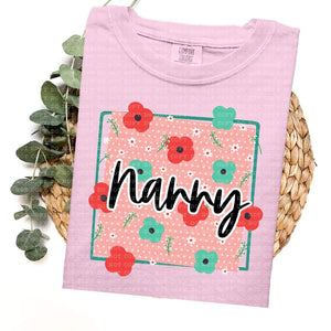Floral Polka Dot Nanny Short Sleeve T-Shirt - Off the Grid Customs