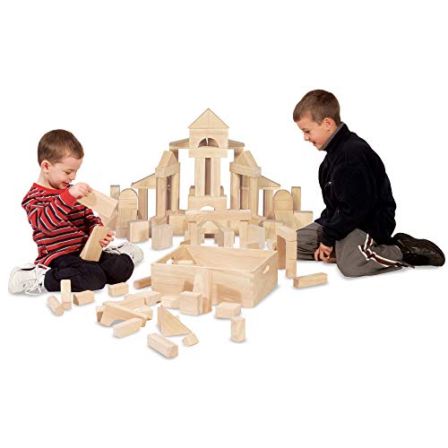 melissa & doug wooden building blocks set