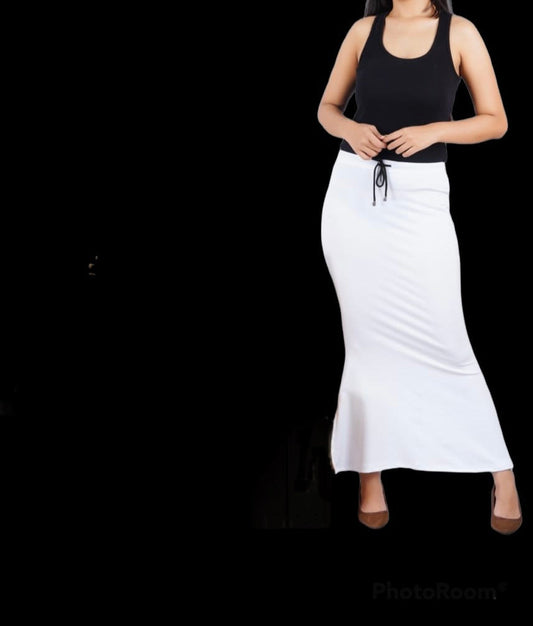 Womanista Women's Striped Polyester Ready to Wear Saree + Maroon Lycra  Shapewear Saree Petticoat