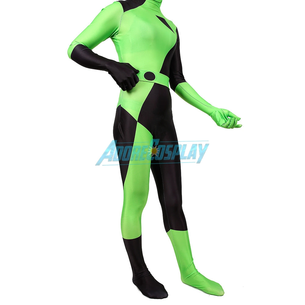 Kim Possible Shego Costume Super Villain Cosplay Zentai Jumpsuit