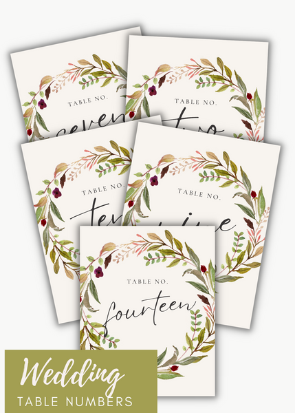 Earthy Taupe Vintage Floral Table Number, Printable Table Numbers