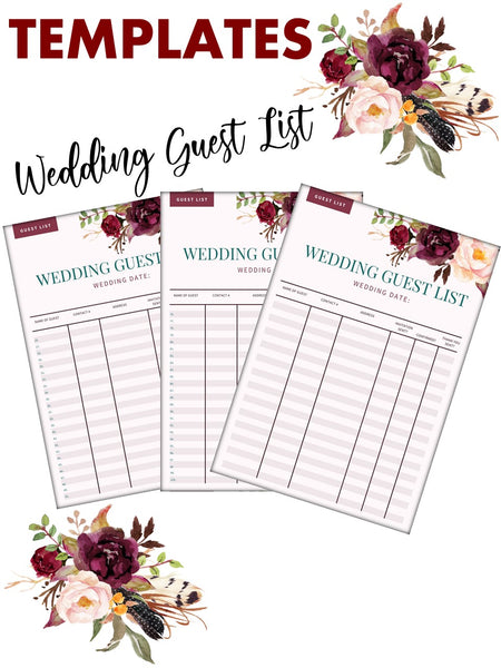 Simple Wedding Guest List Worksheet {5 Pages} – Culture Weddings ...