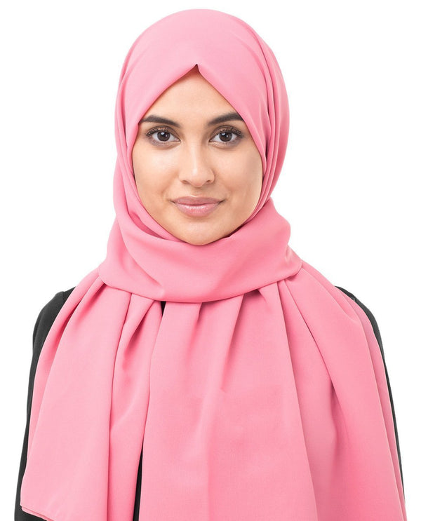 Strawberry Ice Pink Georgette Hijab Scarf - MeHijabi.com