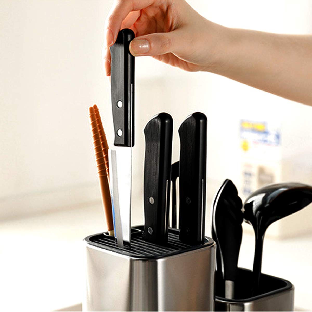 Universal Heavy Duty Professional Kitchen Knife Set Holder Box | Knives Storage Tool | Knife Organizer Bucket Case | Cutlery Knives Storage Utensils Organizer Set | Kitchen Knife Block | Chef Knife Drawers | Universal Knife Block with Slots for Scissors and Sharpening Rod Knife Holder Knives Storage - Knife Protector