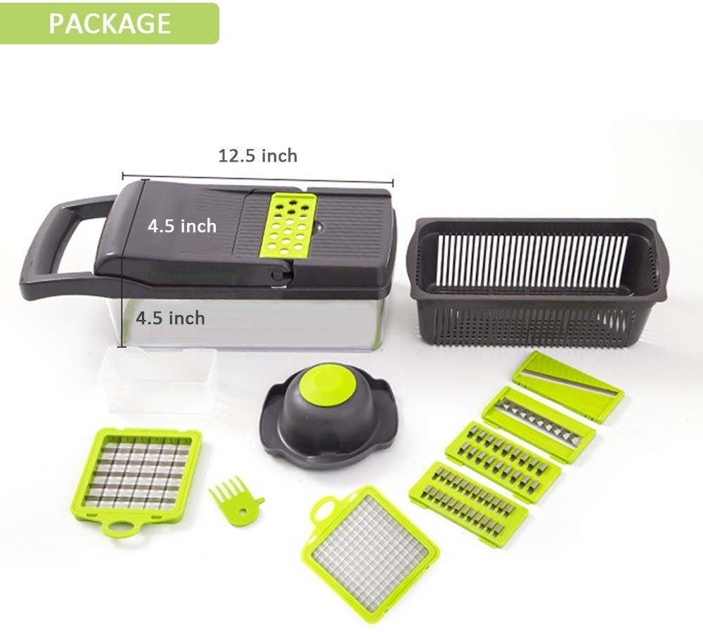 Multi Function 7-in-1 Vegetable Cutter & Mandoline Slicer with Interchangeable Stainless Steel Blades
