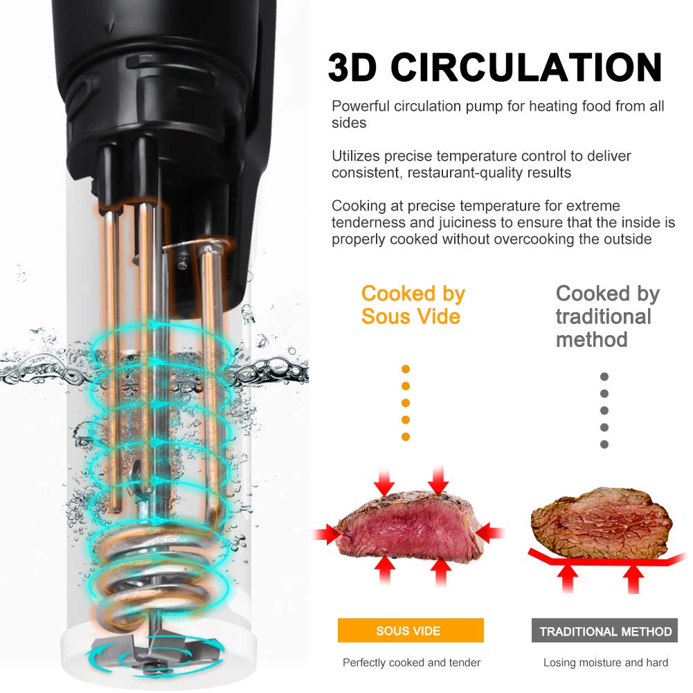 Best Sous Vide Cooker Machine 1500-Watt Immersion Circulator for Tender Steak 304 Stainless Steel Professional Vacuum Heater with Digital Timer Commercial Home Restaurants Heavy Duty Kitchen Buy Order Purchase Sale Price Review