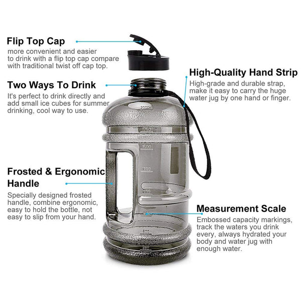 2.2L Large Capacity Water Bottles Outdoor Sports Gym Half Gallon Fitness  Training Camping Running Workout Water Bottle Space Cup