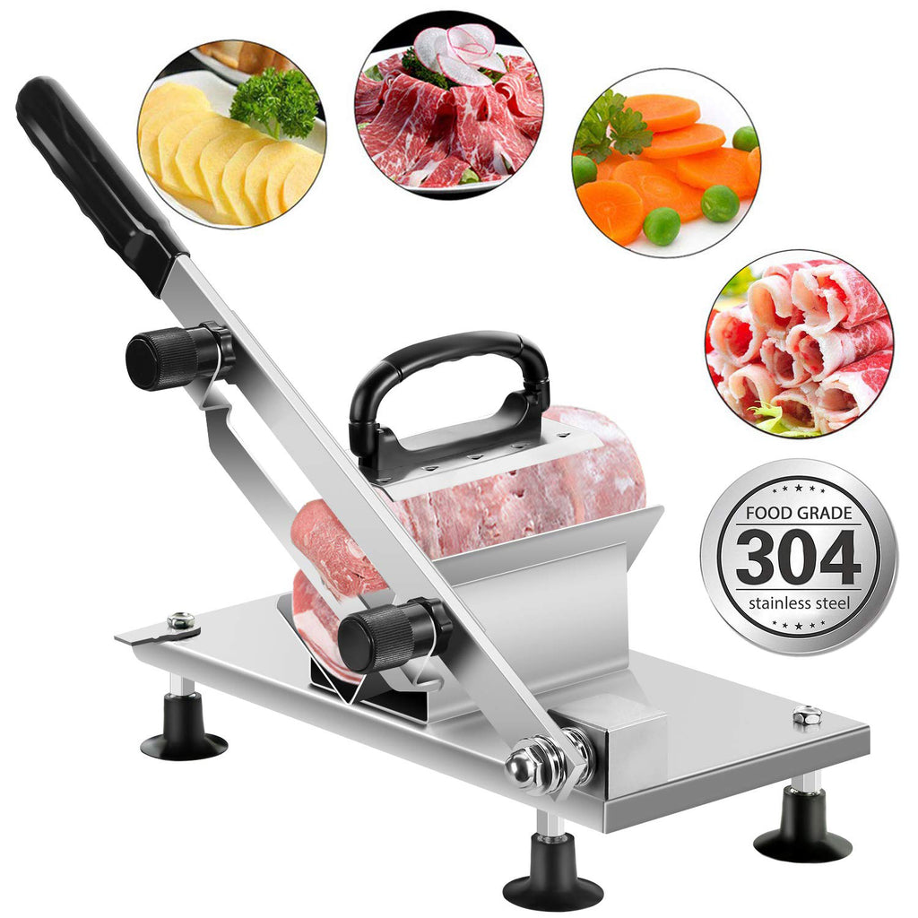 Heavy Duty 304 Stainless Steel Manual Frozen Meat Slicer | Meat & Vegetable Slicing Machine | Commercial & Home