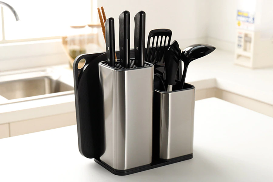 Universal Heavy Duty Professional Kitchen Knife Set Holder Box | Knives Storage Tool | Knife Organizer Bucket Case | Cutlery Knives Storage Utensils Organizer Set | Kitchen Knife Block | Chef Knife Drawers | Universal Knife Block with Slots for Scissors and Sharpening Rod Knife Holder Knives Storage - Knife Protector
