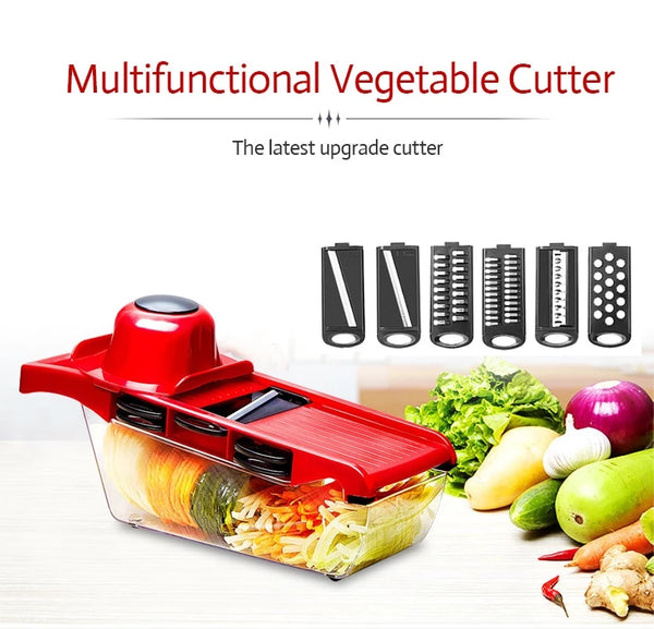 Vegetable Cutter Mandoline Slicer with 6 Stainless Steel Blades