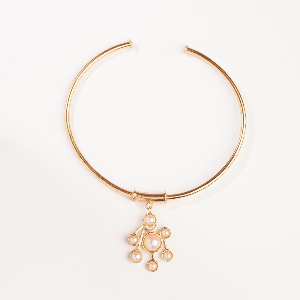 GOLD PLATED WIRE ANKLET WITH CLUSTER PEARL HANGING (SINGLE)