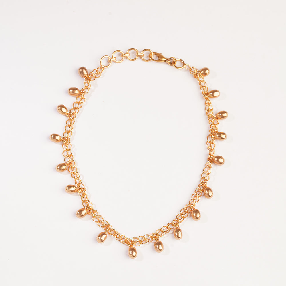 GOLD PLATED CHAIN AND OVAL BALLS ANKLET