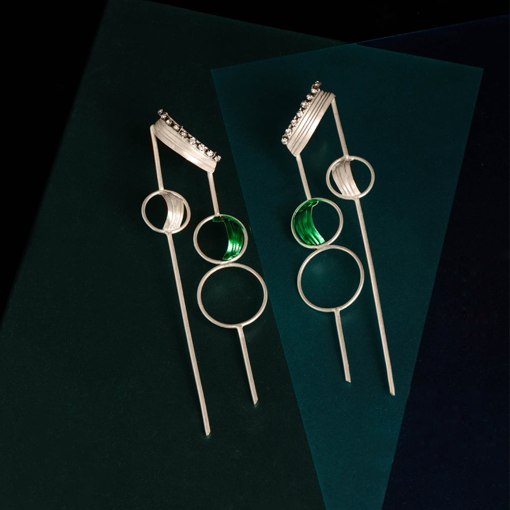 TRIPLE MOON ILLUMINE GREEN EARRINGS