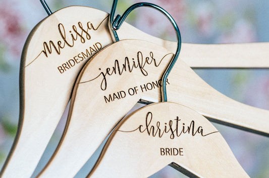 Custom Wedding Hangers - White Wooden Hangers –