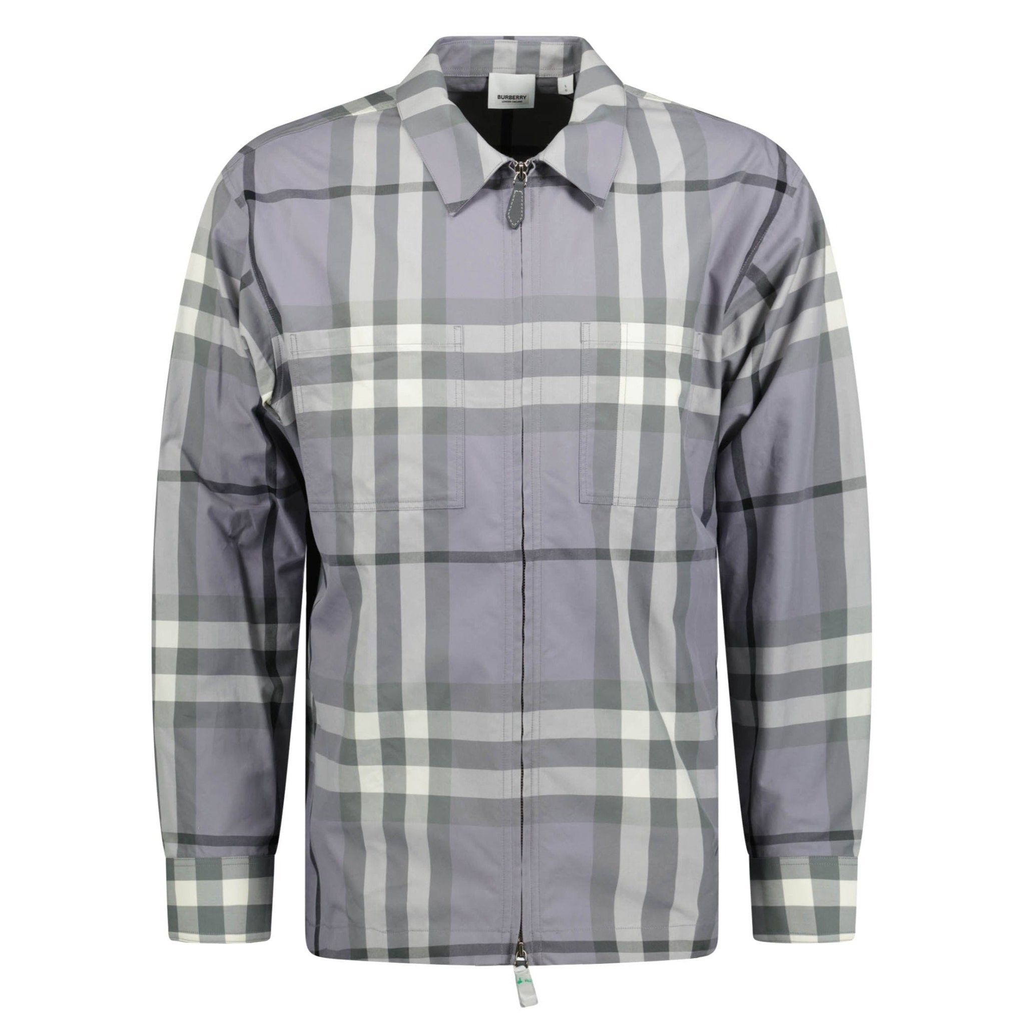 Burberry 'Peckham' Zip-Up Check Overshirt Grey | chancefashionco