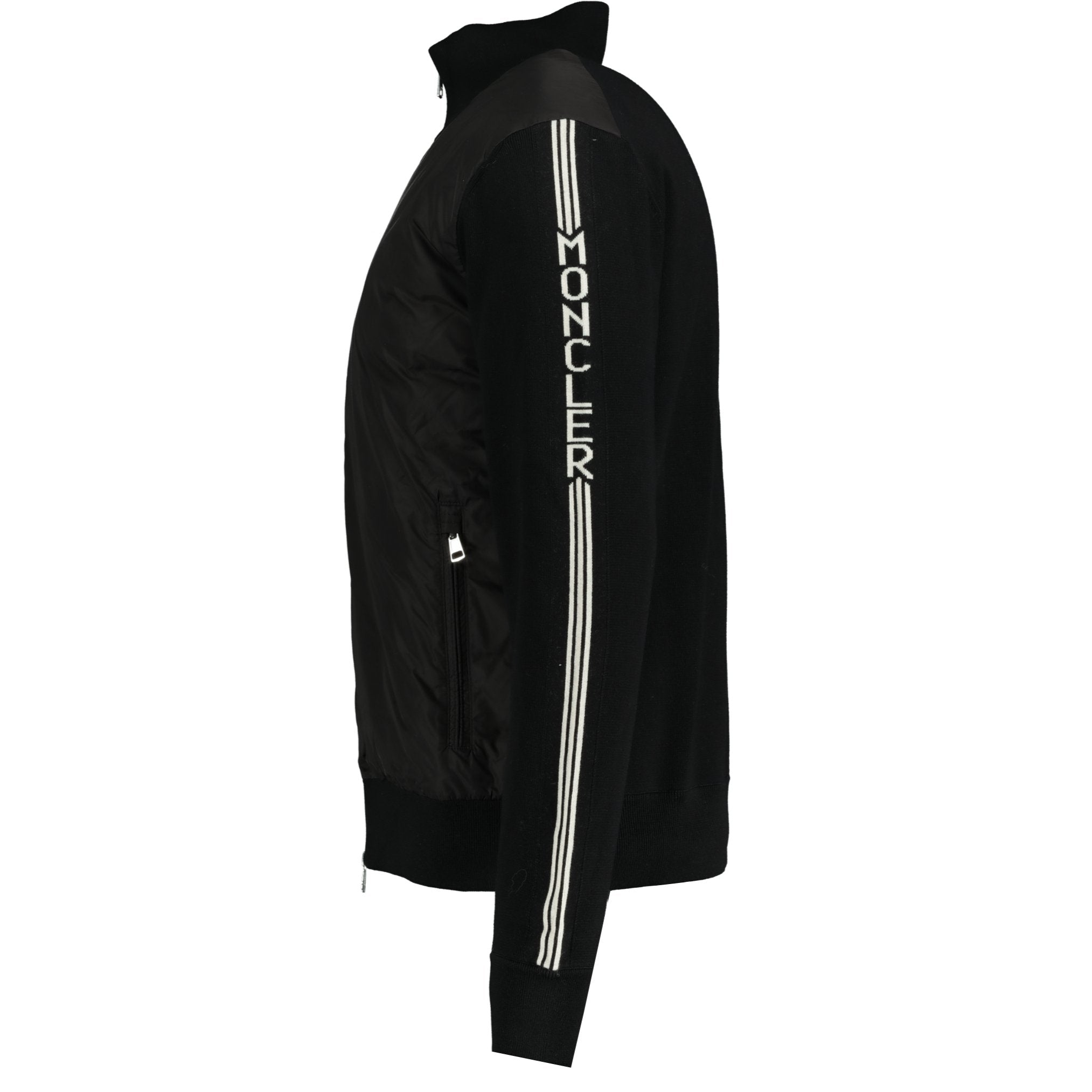 Moncler Tricot Stripe Logo Jacket Black | chancefashionco
