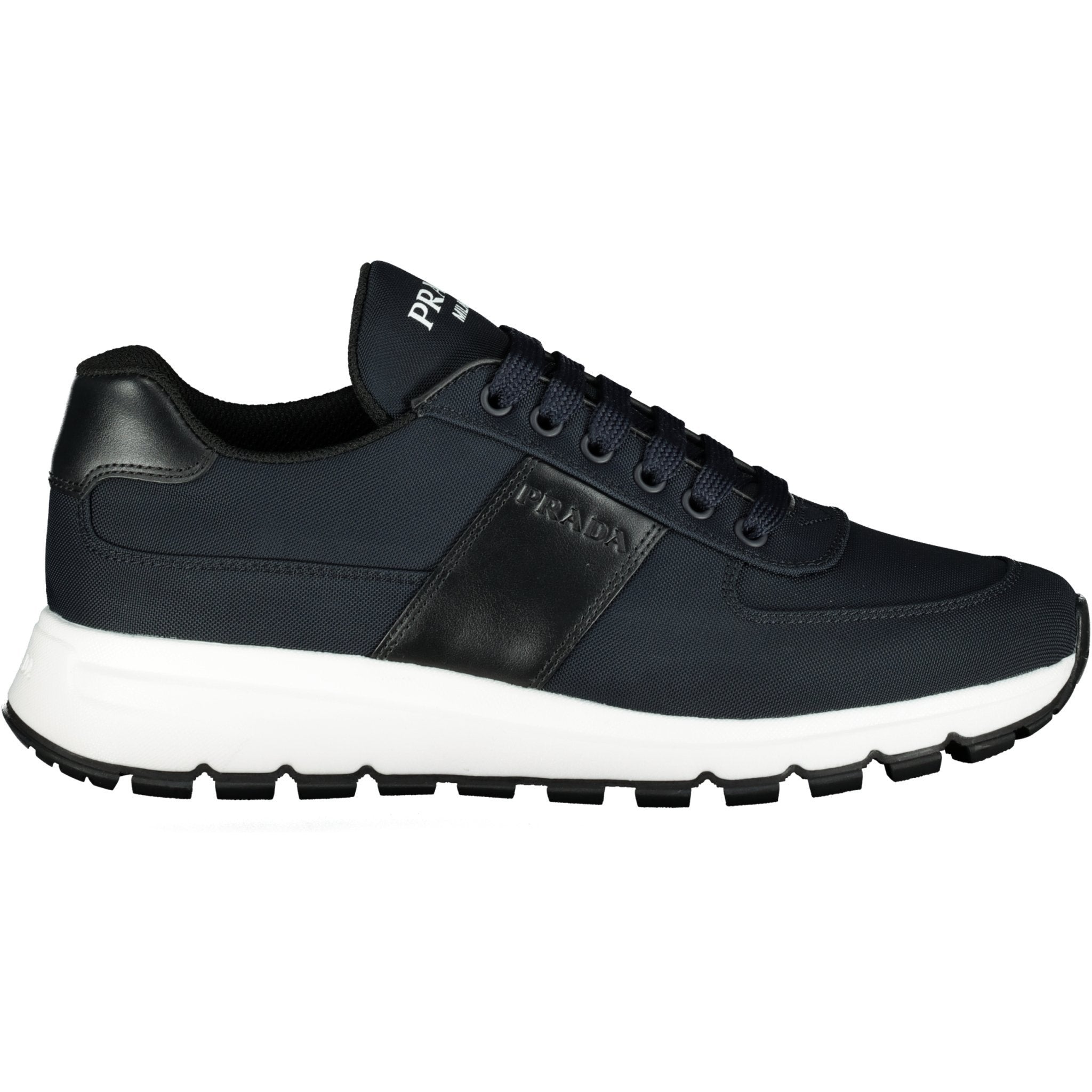 mens navy prada trainers