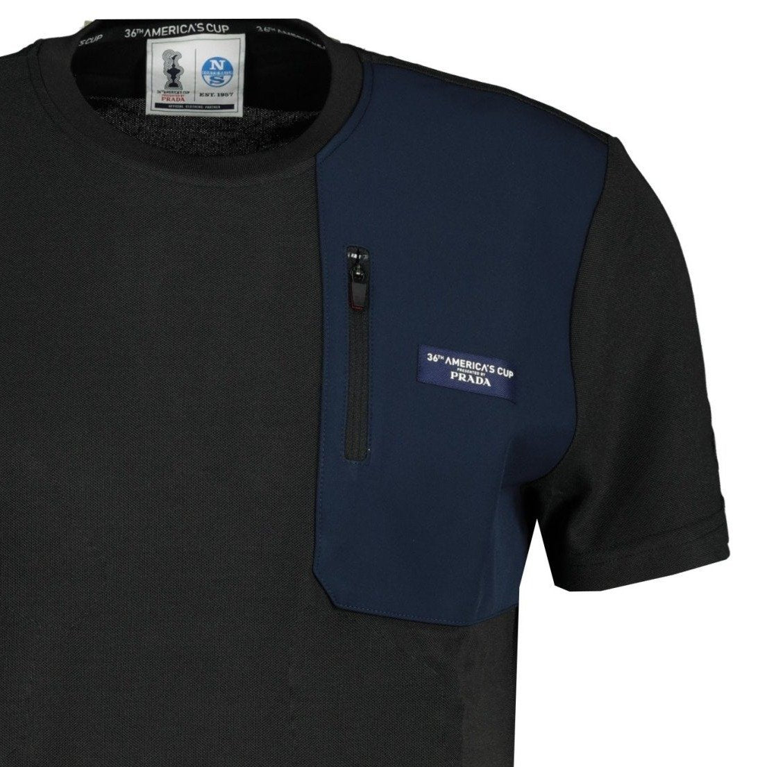 Prada x North Sails Zip Pocket T-Shirt Black & Blue | chancefashionco