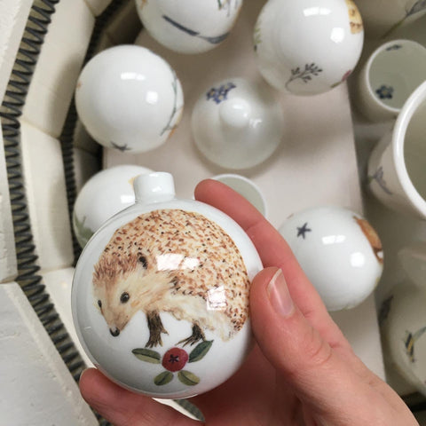 hedgehog bauble shown above the kiln