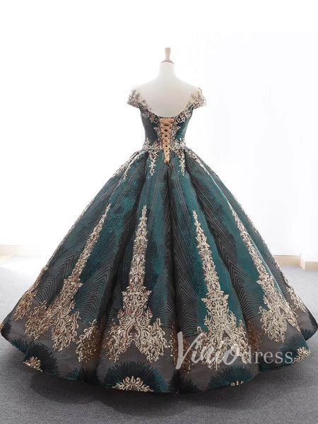 Cap Sleeve Dark Green Ball Gowns Sparkly Sequin Wedding Dress 66754 vi ...