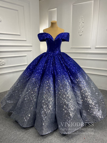 Classy and Vintage Ombre Sequin Ball Gowns Sparkly Quince Dresses FD17 ...