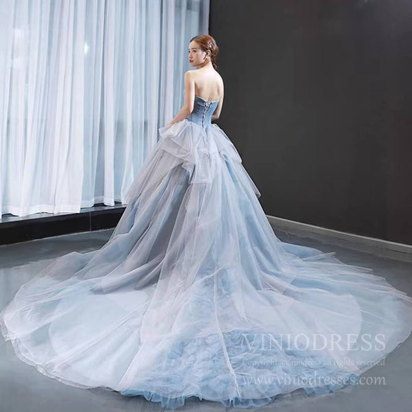 Haute Couture Dusty Blue Ball Gown Strapless Sweet 15 Dresses FD1680 v ...