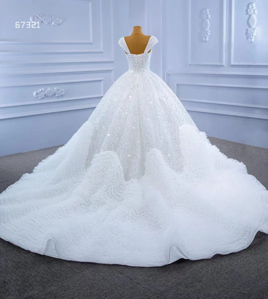 Luxury Beaded Dubai Wedding Gown Ruffled Wedding Dresses Viniodress