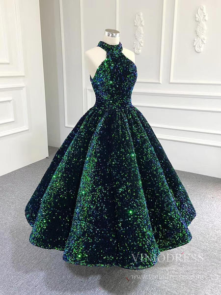 Midi Cocktail Dresses for Women Shiny Green Prom Dress 66991 – Viniodress