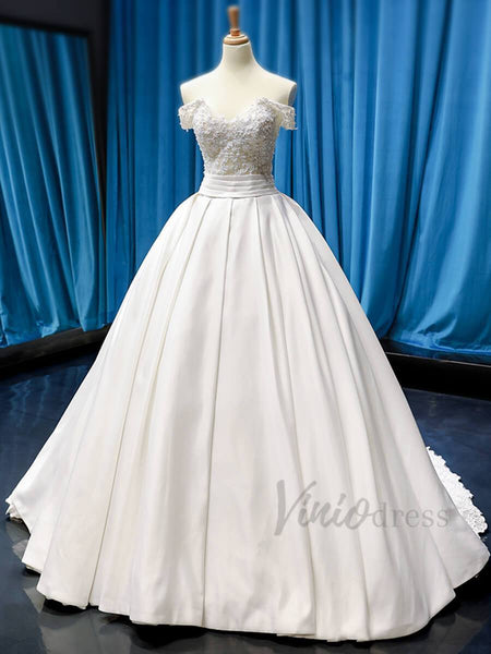 Off the Shoulder Beaded Wedding Dresses Ball Gown VW1157 – Viniodress