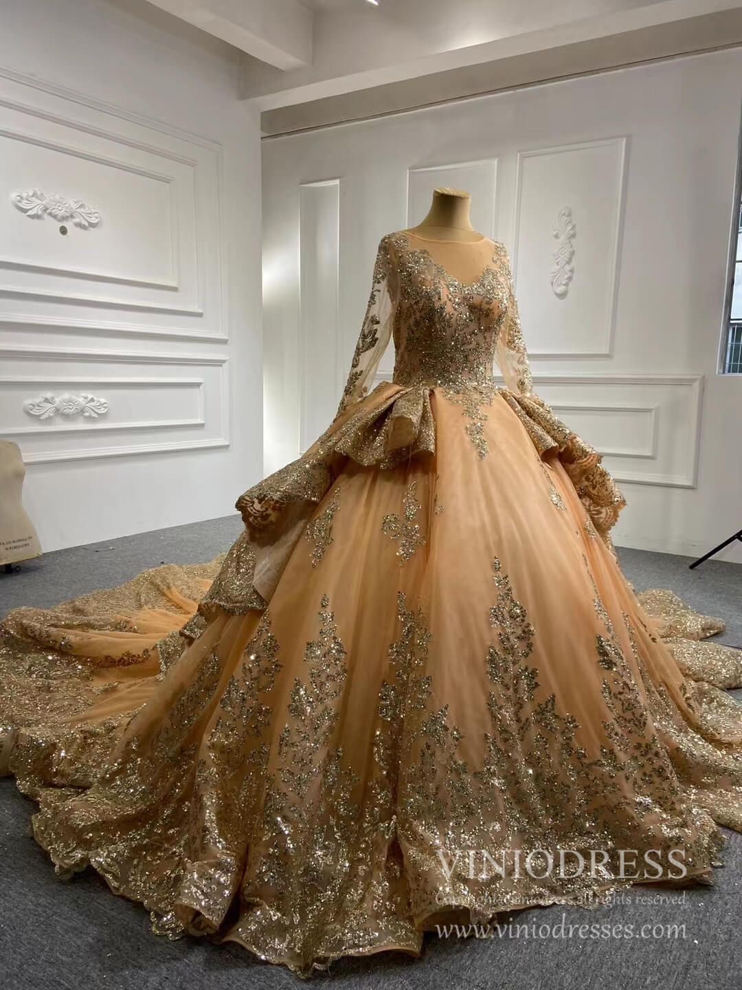 gold wedding gown